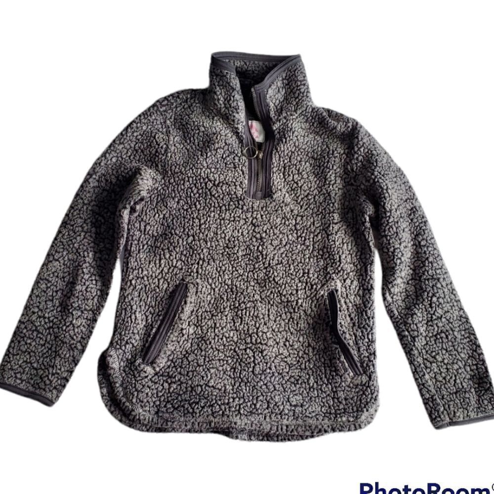 Cozy Sherpa Gray Sherpa Zip Pullover Small